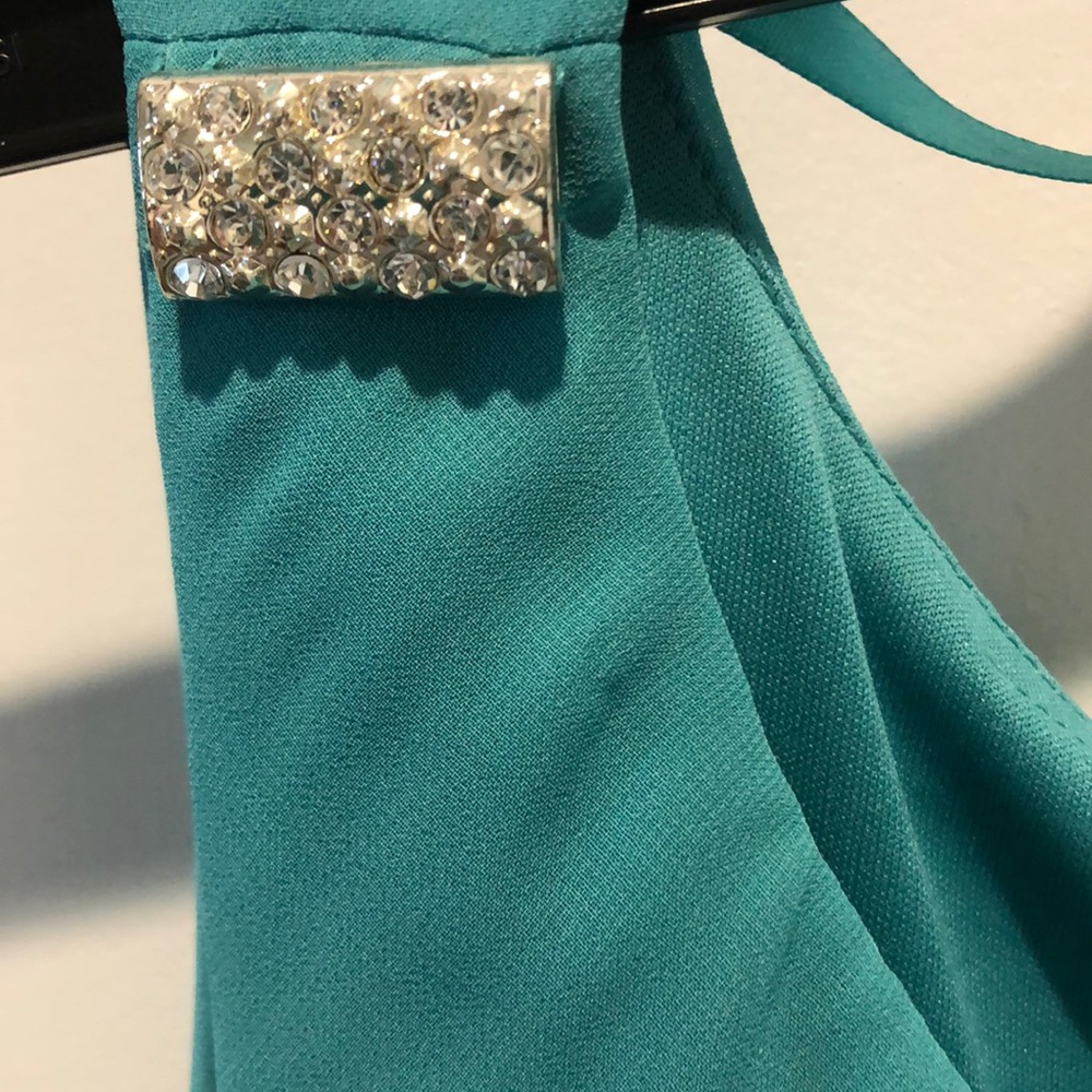 Calvin Klein Green Asymmetrical Ruffled Mini Dress - Picture 6 of 6
